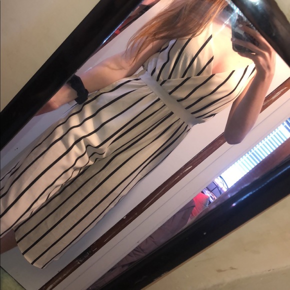 boohoo white with black striped jumpsuit - Picture 2 of 5